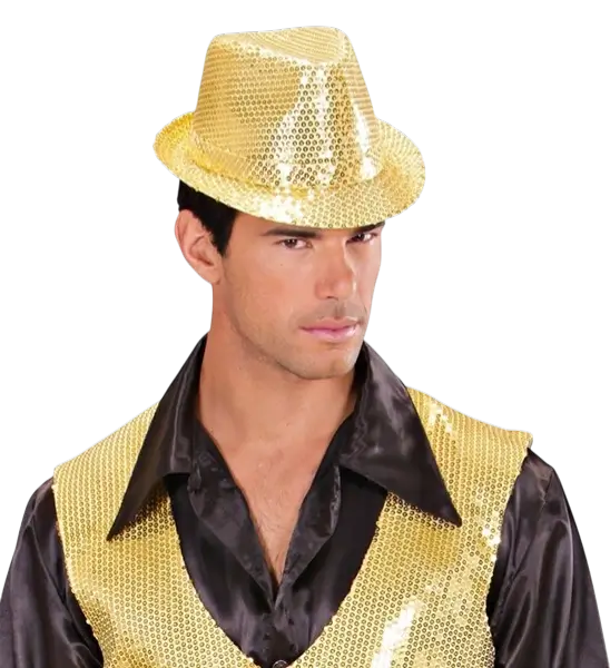Chapeau Pailleté Doré - Disco Avondaccessoire