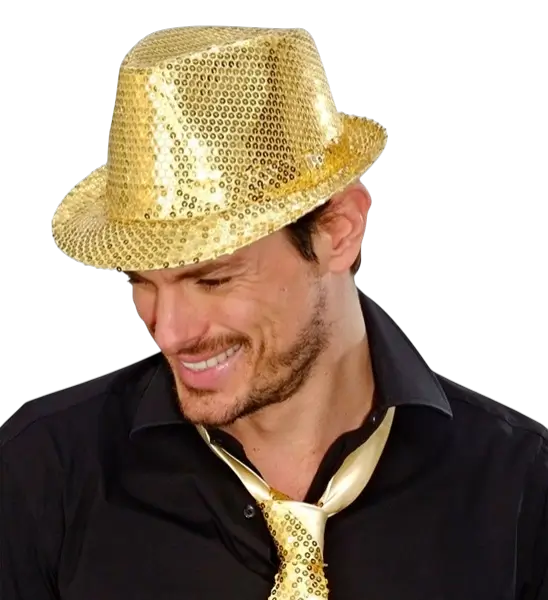 Chapeau Pailleté Doré - Disco Avondaccessoire