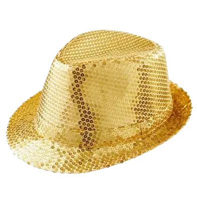 Chapeau Pailleté Doré - Disco Avondaccessoire
