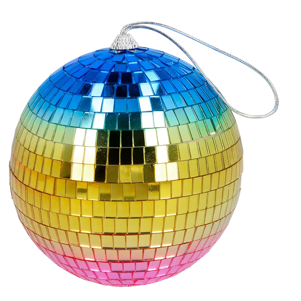 Regenboog Disco Bal 15 cm - Disco & 80's feestdecoratie