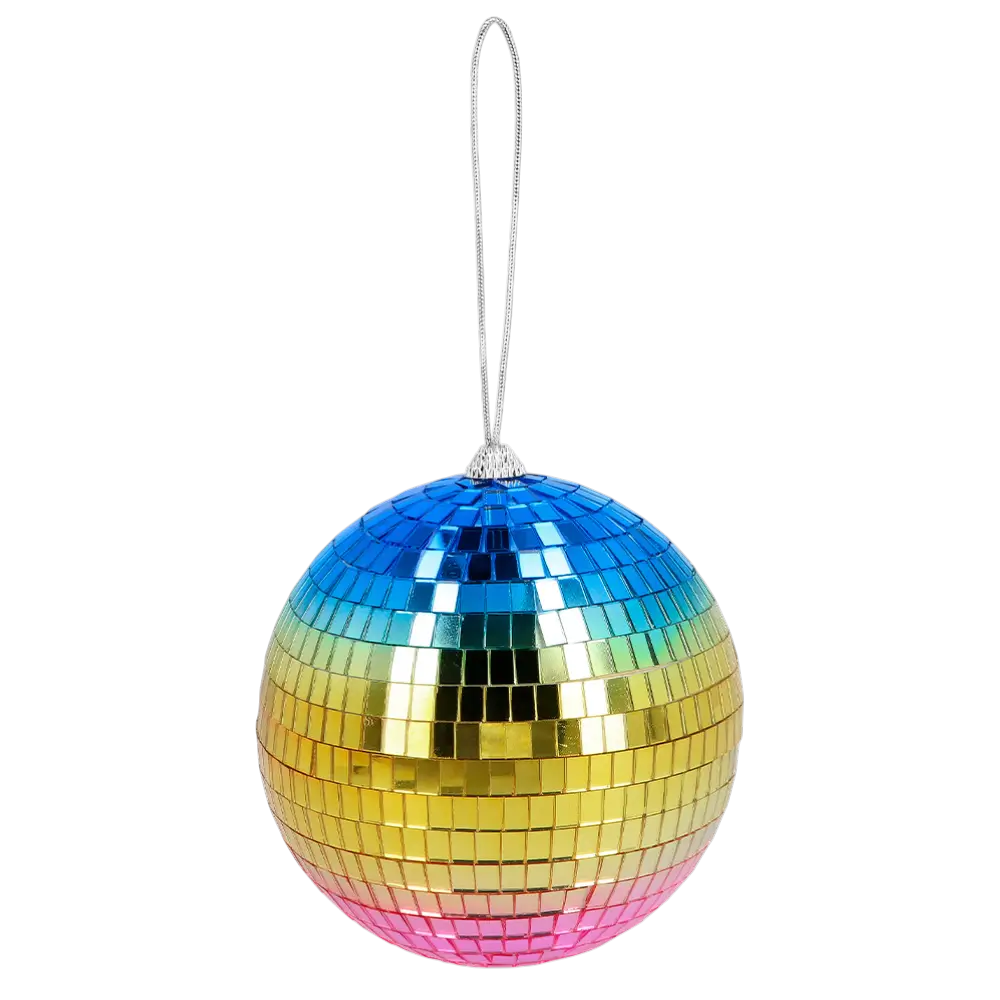 Regenboog Disco Bal 15 cm - Disco & 80's feestdecoratie