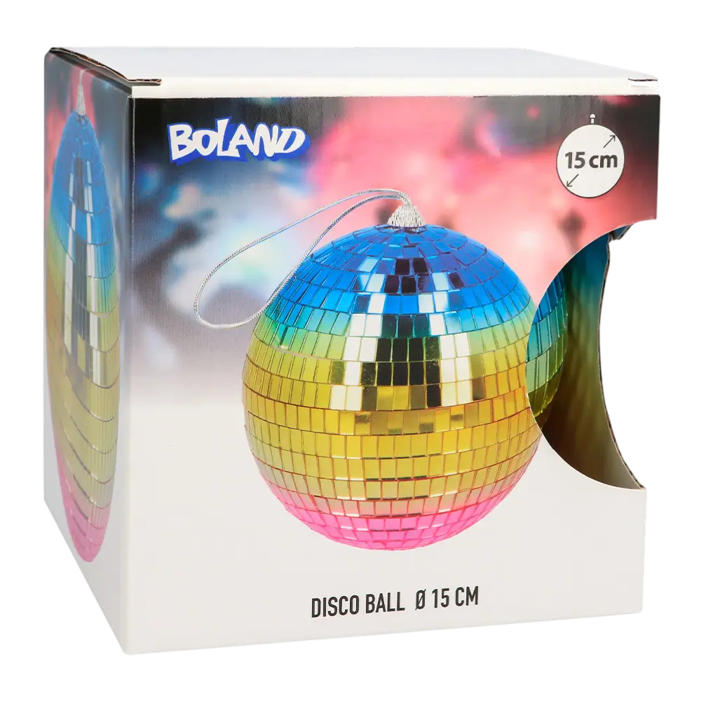 Regenboog Disco Bal 15 cm - Disco & 80's feestdecoratie