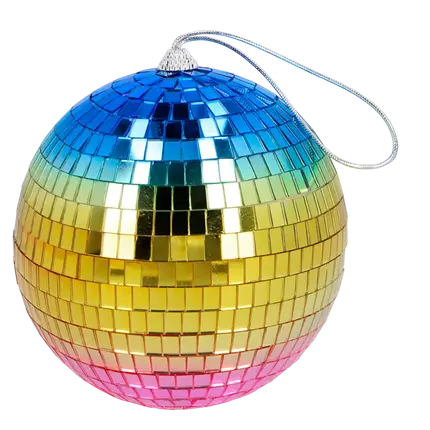 Regenboog Disco Bal 15 cm - Disco & 80's feestdecoratie