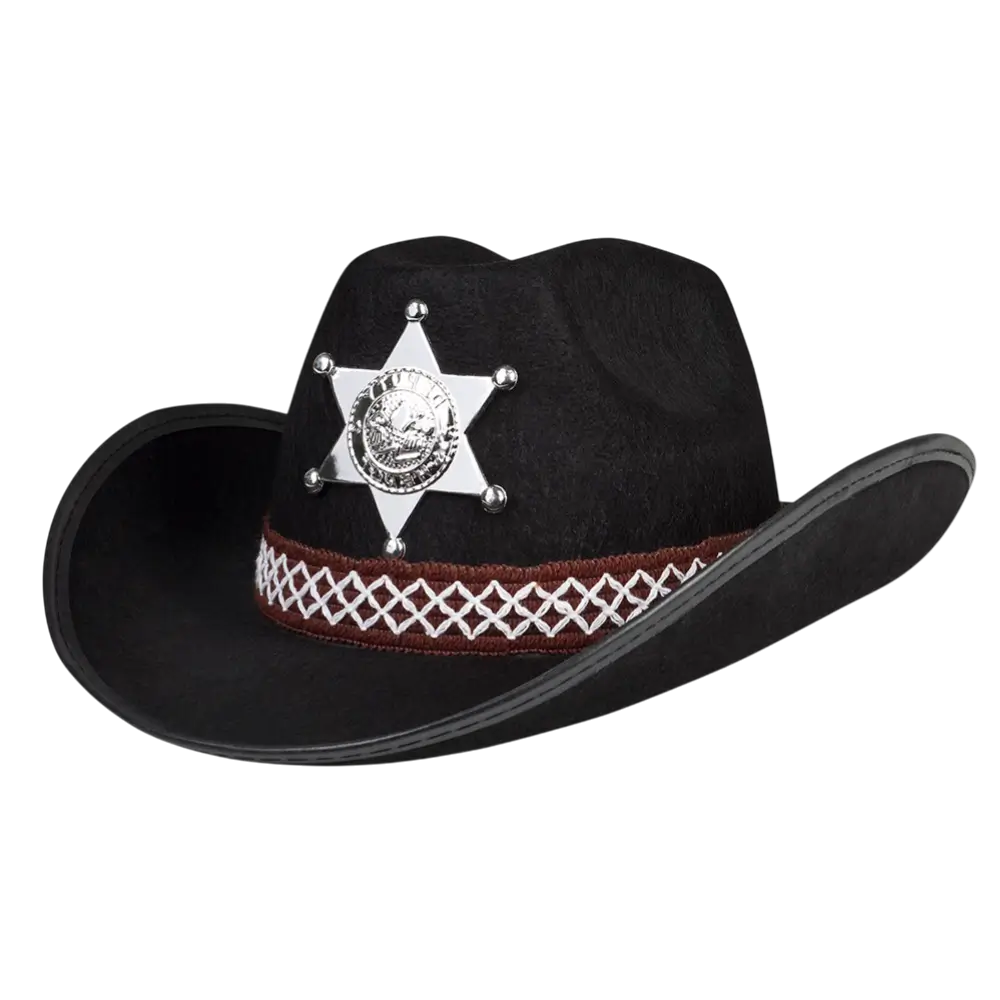 Sheriff zwarte cowboyhoed - Wilde Westen vermomming accessoire