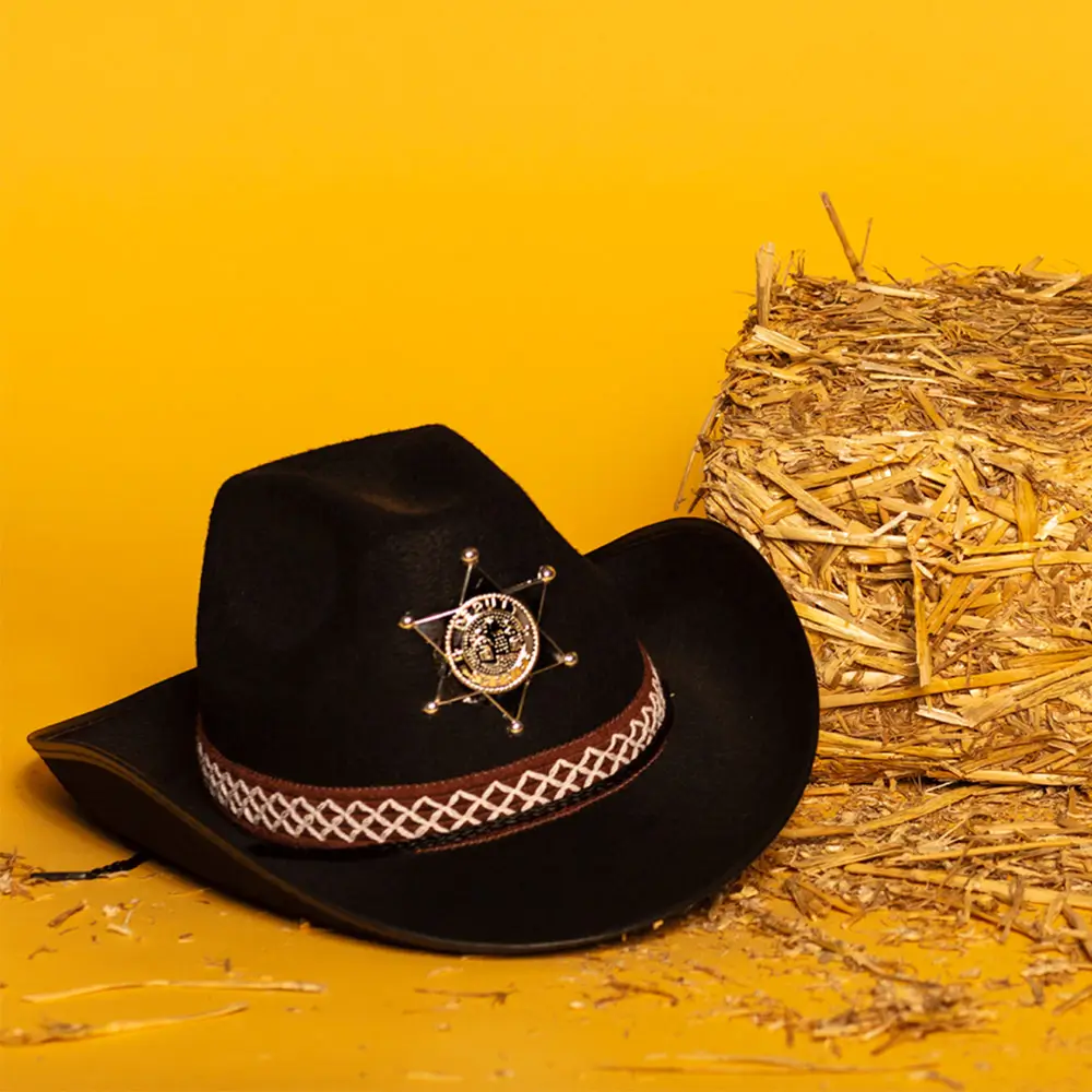 Sheriff zwarte cowboyhoed - Wilde Westen vermomming accessoire