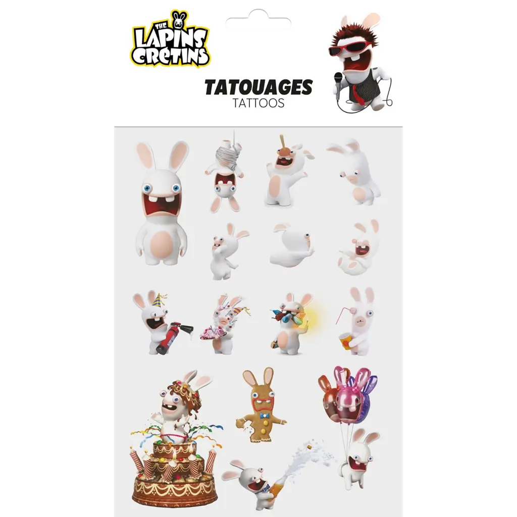 Rabbids™ Ephemeral Tattoos voor kinderen - Verjaardagsaccessoires