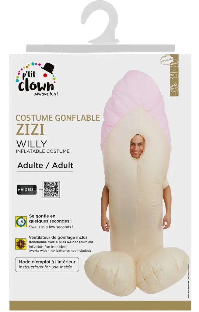 Zizi volwassen opblaasbare vermomming - One Size Feestelijk Humorkostuum