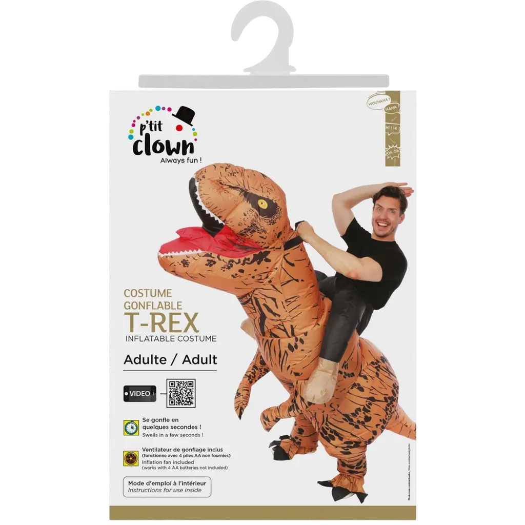 Opblaasbare dinosaurus vermomming met volwassen ruiter - één maat feestelijk kostuum