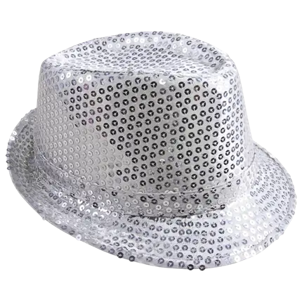 Volwassene zilveren pailletten Borsalino hoed - Disco-accessoires