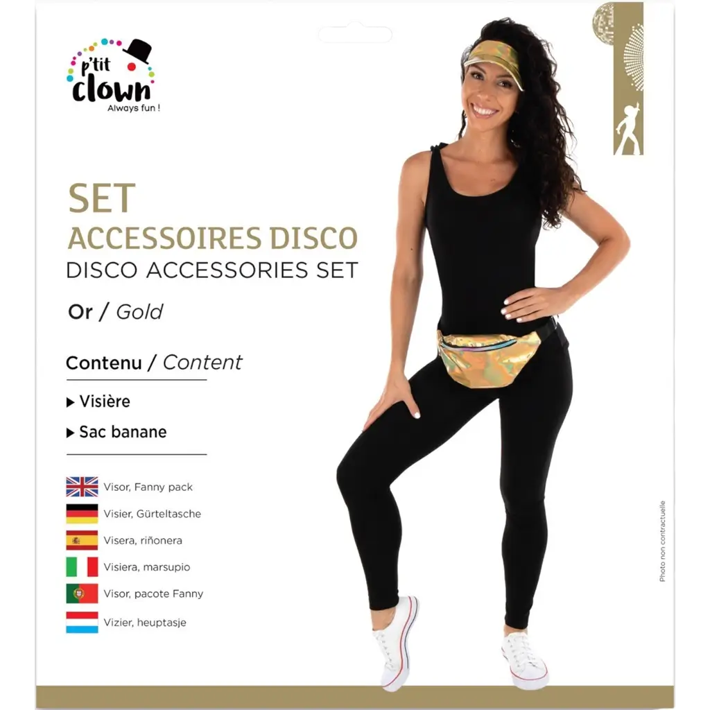 Disco-accessoireset in goud voor volwassenen - Disco-avondaccessoires