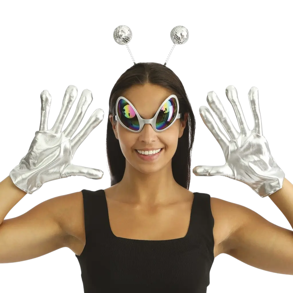 Extra-Terrestrial zilveren accessoireset voor volwassenen - Accessoires voor buitenaardse vermomming
