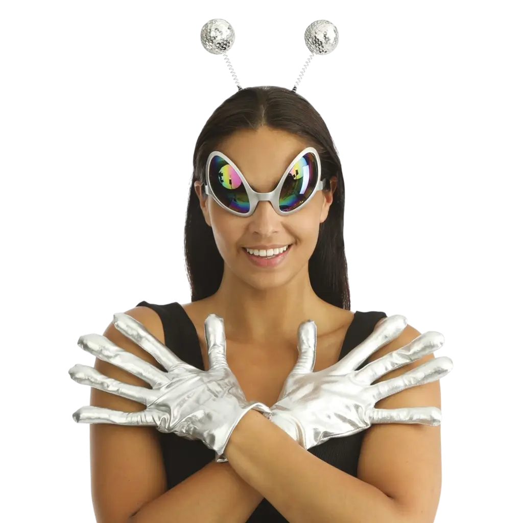 Extra-Terrestrial zilveren accessoireset voor volwassenen - Accessoires voor buitenaardse vermomming