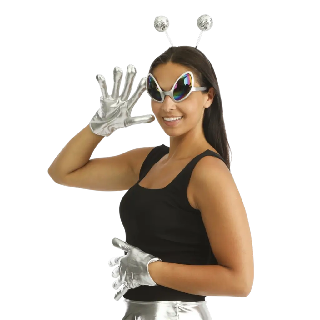 Extra-Terrestrial zilveren accessoireset voor volwassenen - Accessoires voor buitenaardse vermomming