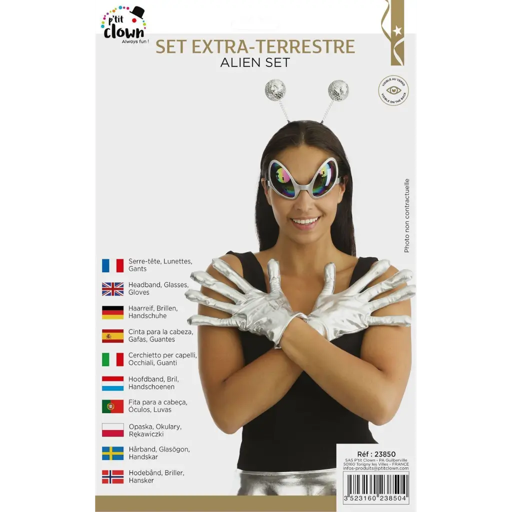 Extra-Terrestrial zilveren accessoireset voor volwassenen - Accessoires voor buitenaardse vermomming