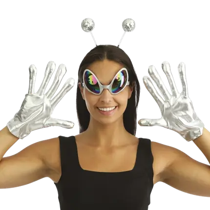 Extra-Terrestrial zilveren accessoireset voor volwassenen - Accessoires voor buitenaardse vermomming