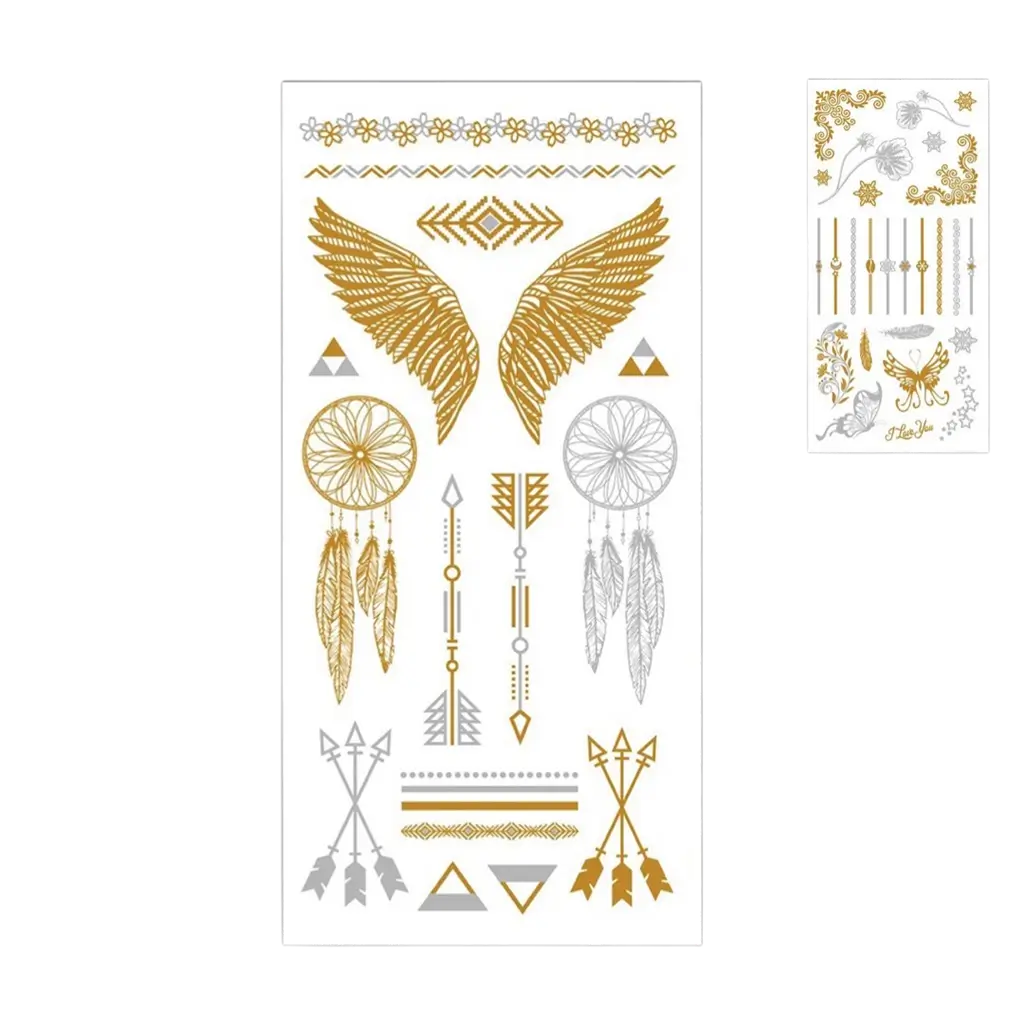 Gouden en zilveren efemere tatoeages - Feestaccessoires