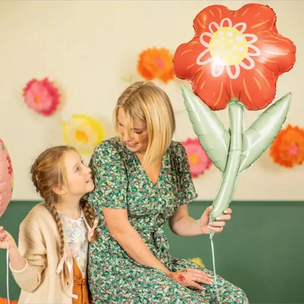 Rode bloem ballon 53x96cm