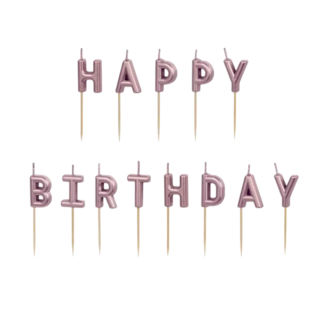 HAPPY BIRTHDAY" Rose Goud Kaars