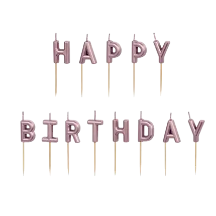 HAPPY BIRTHDAY Rose Goud Kaars