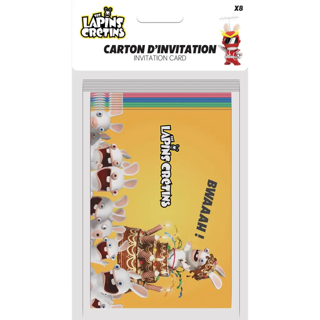 Rabbids™ uitnodigingskaarten set van 8 - Verjaardagsfeestje voor kinderen