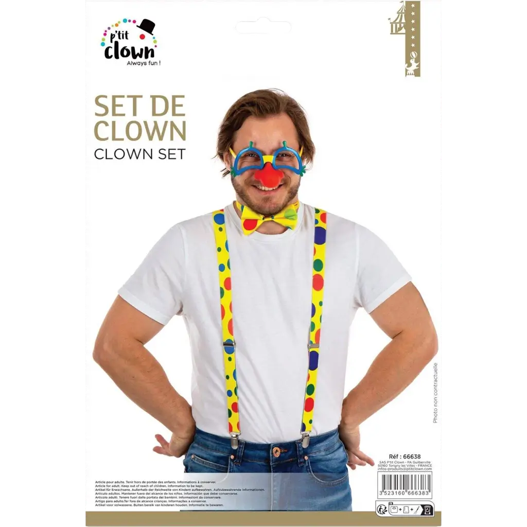 Clownsetje voor volwassenen - Accessoires voor vermomming