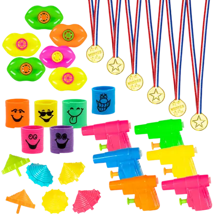 Zak met 30 stuks verjaardagsspeelgoed - geschenken voor de gasten van een kinderfeestje