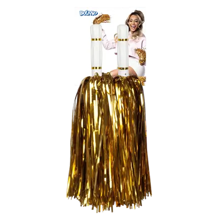 Gouden metallic pompons - Heldere feestaccessoires