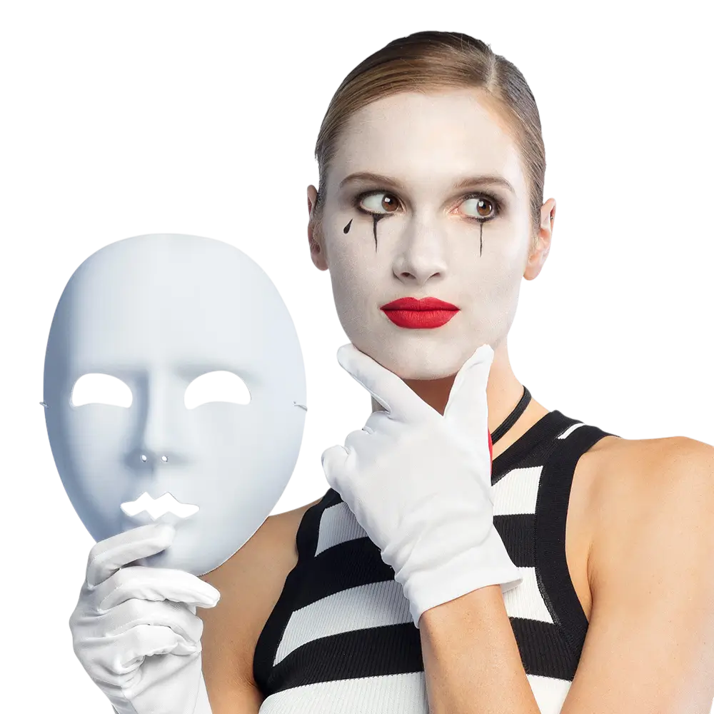 Witte Mime Masker - Carnaval Toon Vermomming Accessoire