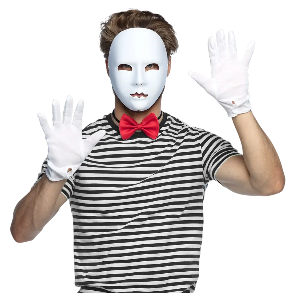 Witte Mime Masker - Carnaval Toon Vermomming Accessoire