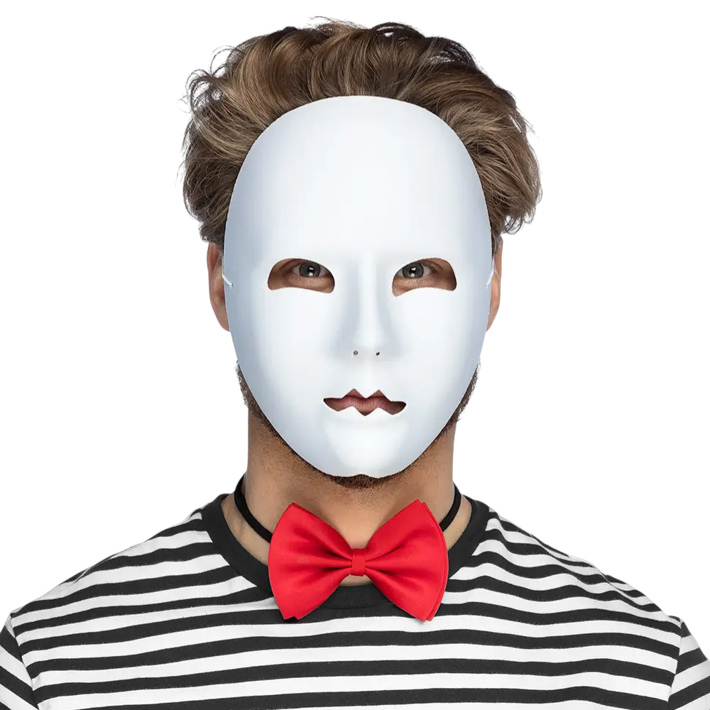 Witte Mime Masker - Carnaval Toon Vermomming Accessoire
