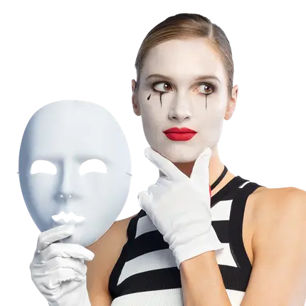Witte Mime Masker - Carnaval Toon Vermomming Accessoire