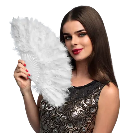 Witte waaier uit de jaren 20 - Charleston Gatsby-accessoire voor dames