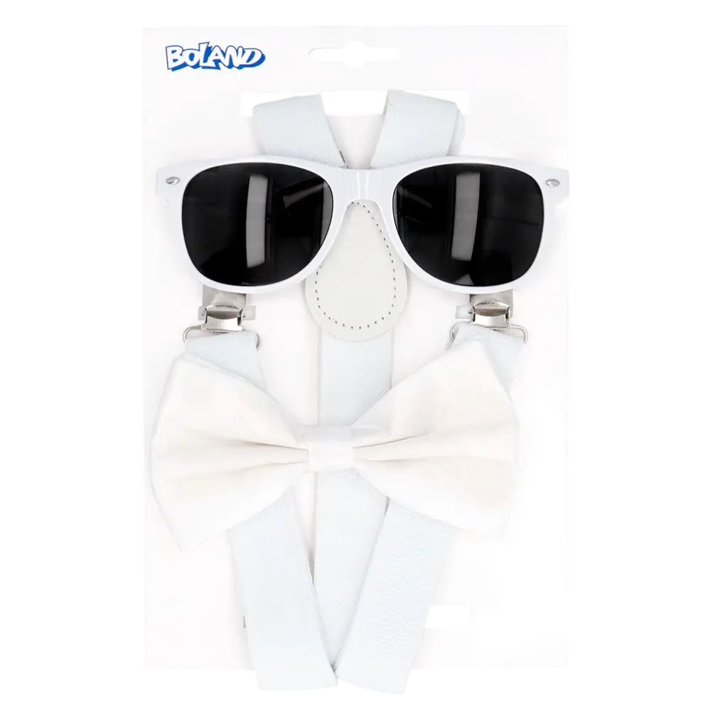 Witte vlinderdasjes vermommingsset - chique avondkostuum accessoires