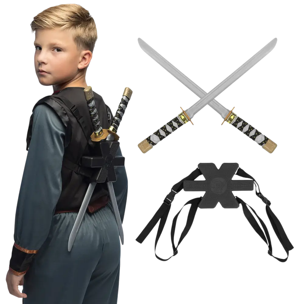 2 Ninja zwaarden kit - jongen Ninja vermomming strijd speelgoed