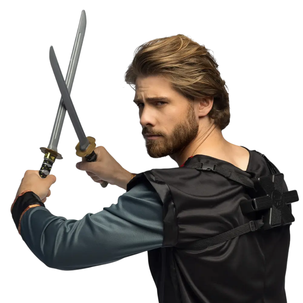 2 Ninja zwaarden kit - jongen Ninja vermomming strijd speelgoed