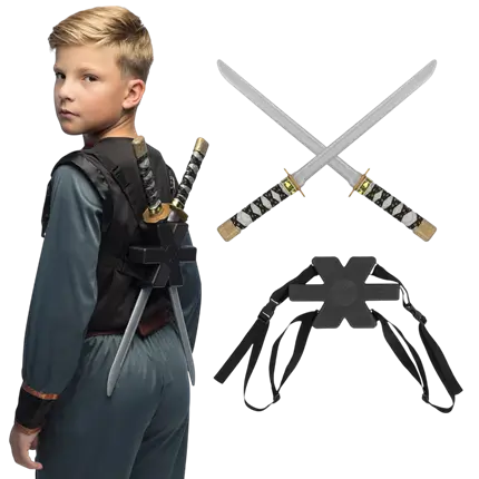2 Ninja zwaarden kit - jongen Ninja vermomming strijd speelgoed