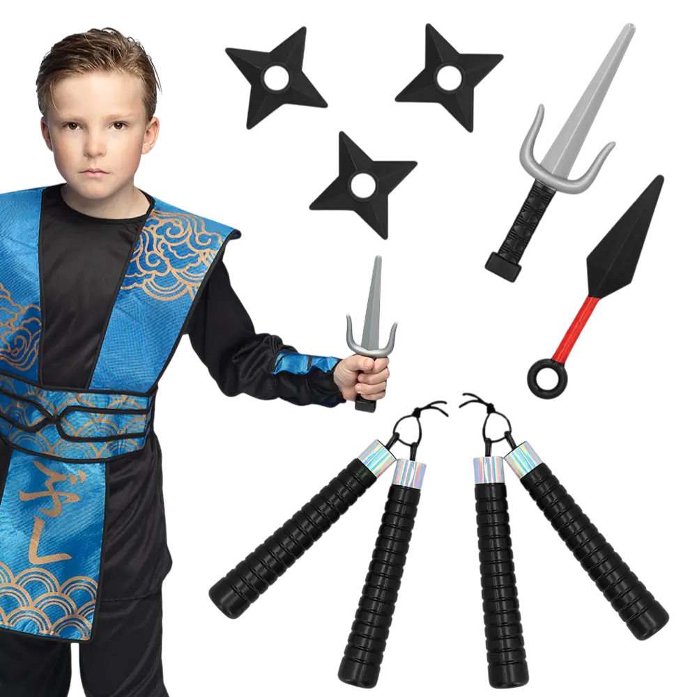 Kind Ninja Wapen Kit 7 Stuks - Samurai Combat Verkleed Accessoires