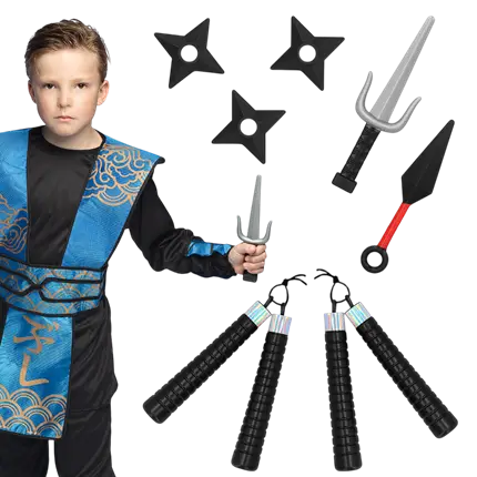 Kind Ninja Wapen Kit 7 Stuks - Samurai Combat Verkleed Accessoires