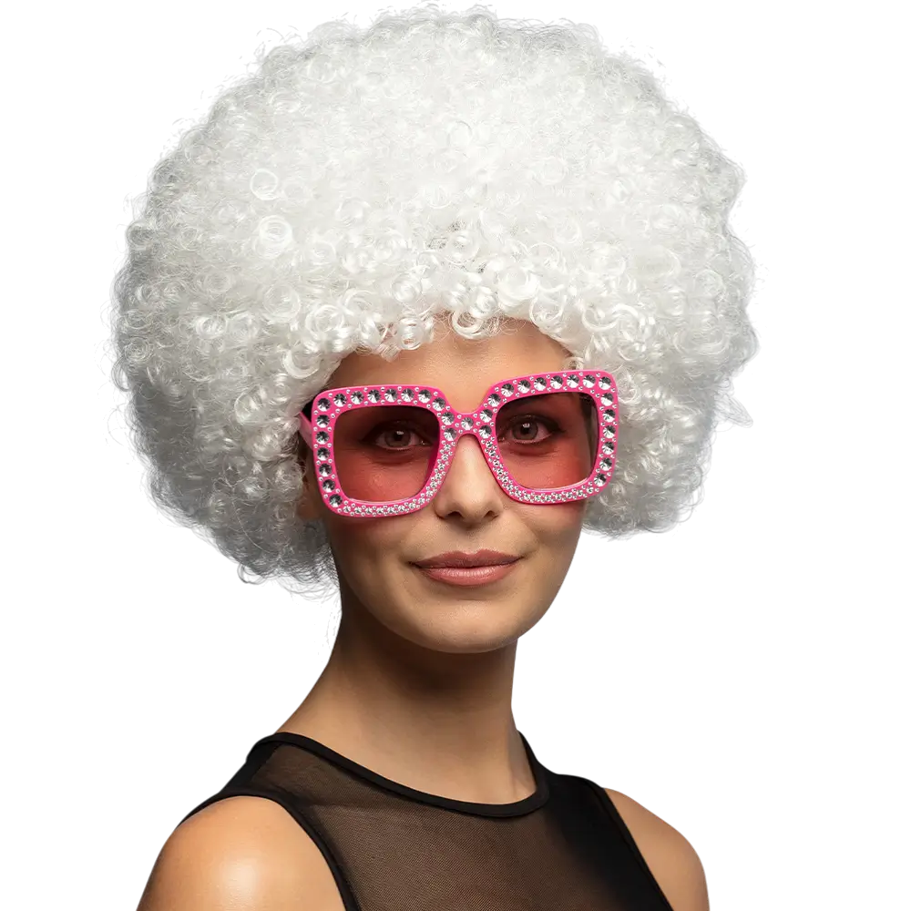 Witte Disco Pruik - Party 70 vermomming accessoire
