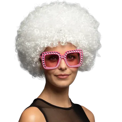 Witte Disco Pruik - Party 70 vermomming accessoire