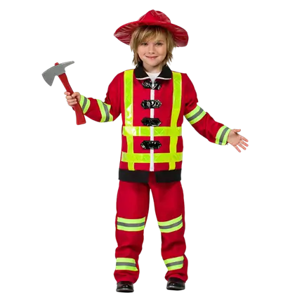 Brandweerman vermomming voor kinderen 7-9 jaar - Reddingskostuum voor jongens