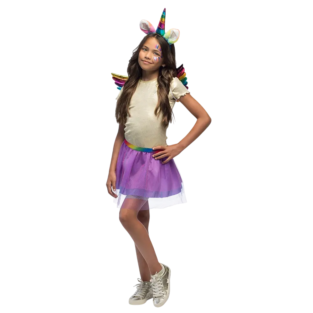 Kinder Regenboog Eenhoorn Set - Fee Fantasie Vermomming Accessoires