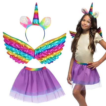 Kinder Regenboog Eenhoorn Set - Fee Fantasie Vermomming Accessoires