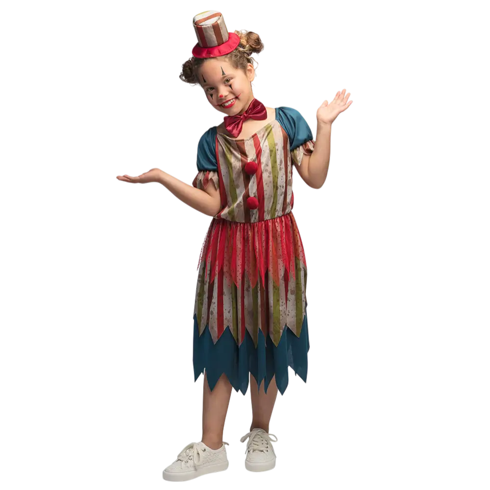 Boze clown meisjeskleding 4-6 jaar - Halloween griezelkostuum