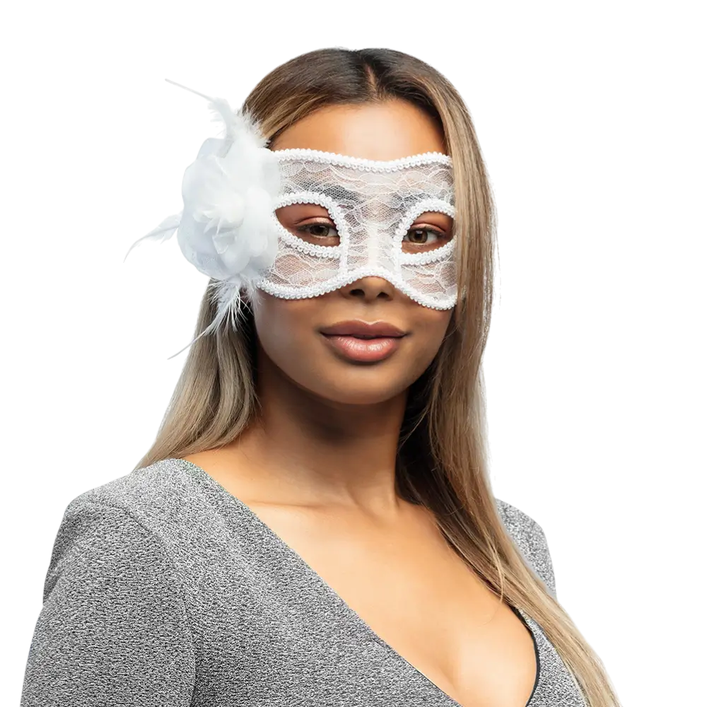 Wit kanten vrouwenmasker - Elegant Venetiaans avondmasker carnaval