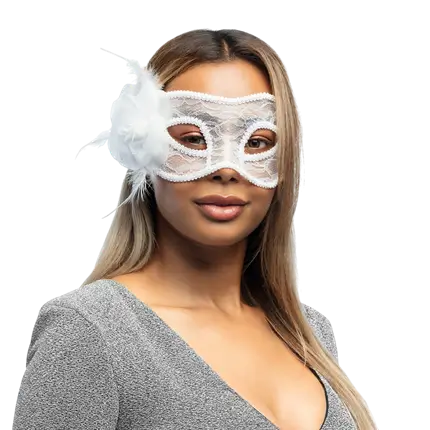 Wit kanten vrouwenmasker - Elegant Venetiaans avondmasker carnaval