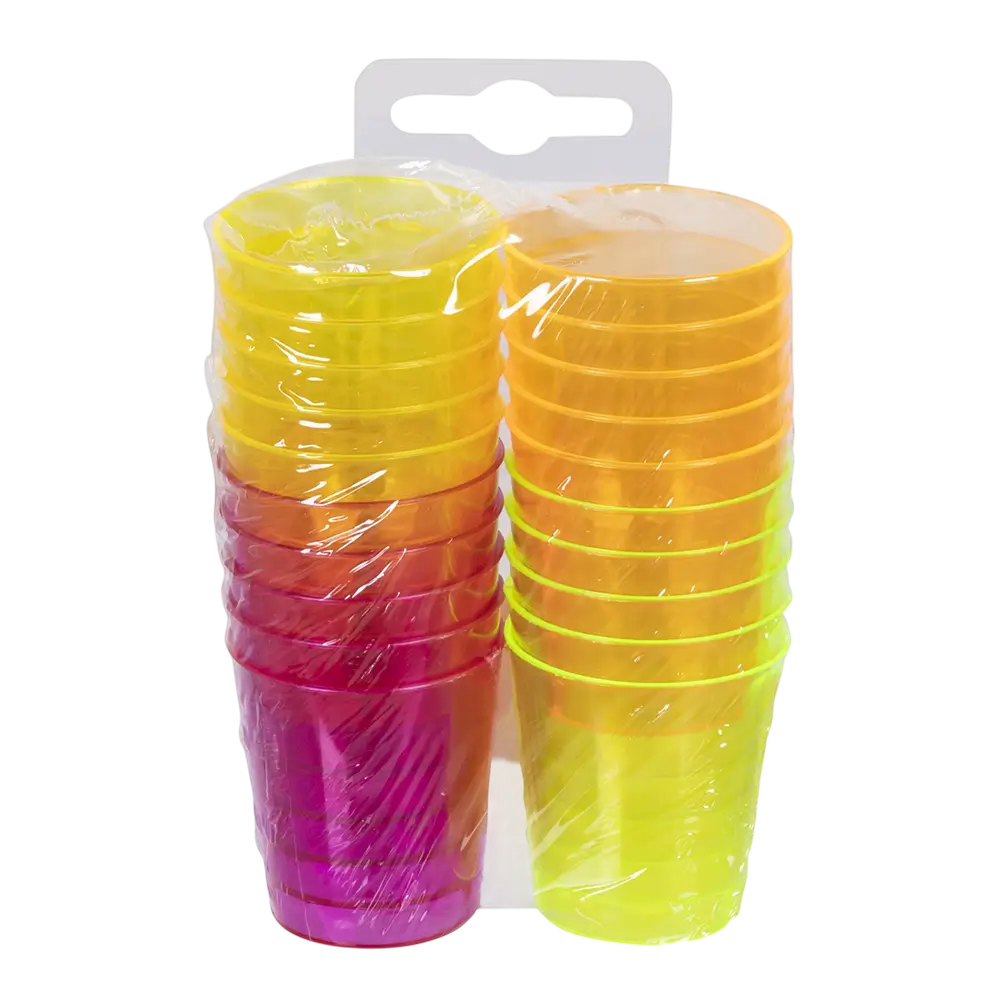 20 herbruikbare UV fluorescerende borrelglaasjes 50 ml