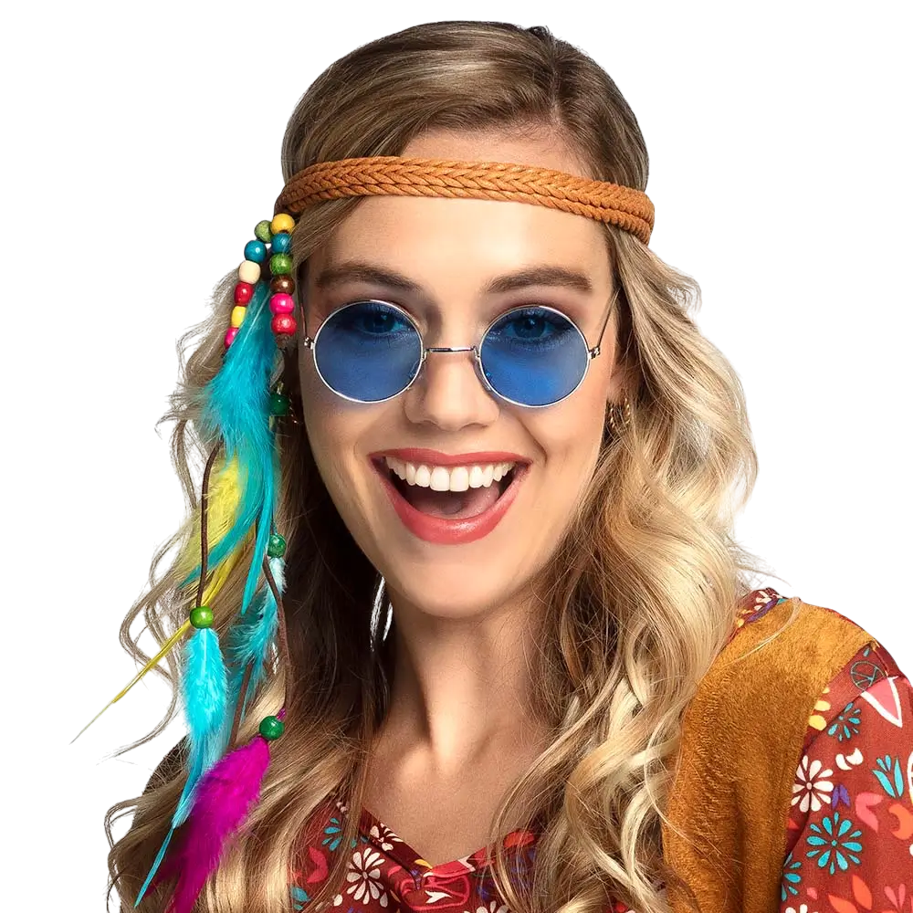 Hippie feestbril John blauw