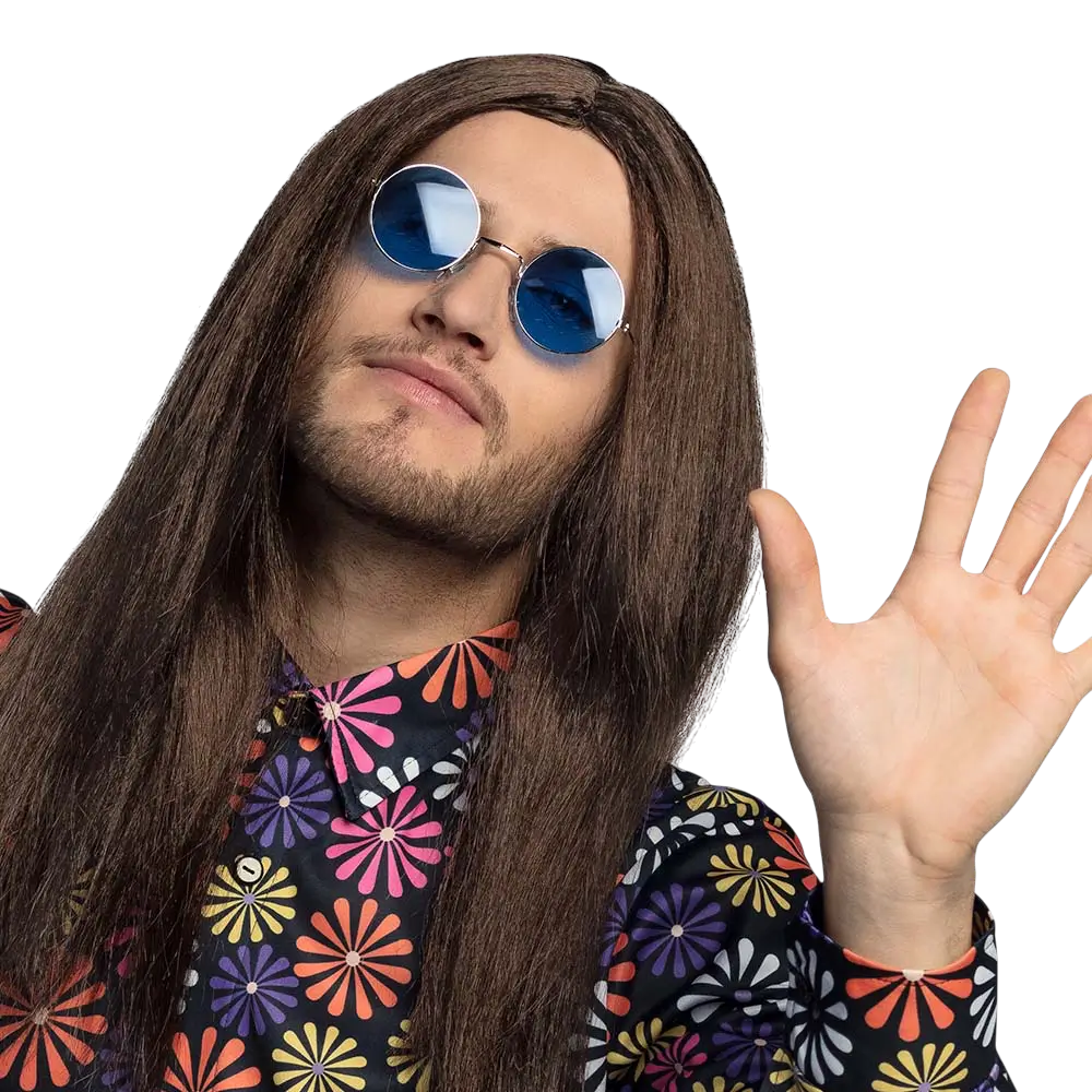 Hippie feestbril John blauw