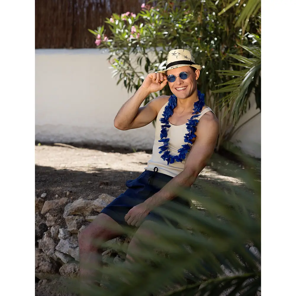 Hippie feestbril John blauw